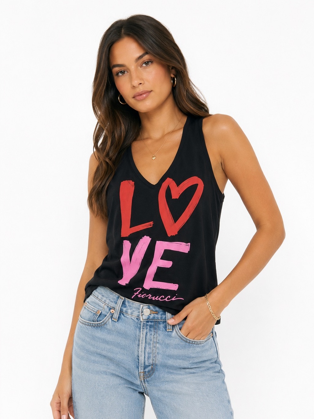 Fiorucci LOVE Graphic Tank Top Black Pink Red XS NWT Logo Sleeveless Y2K Chic